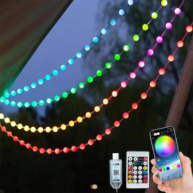 Smart RGB LED String Lights WS2812B Bluetooth APP Control USB Music Sync Waterproof Outdoor Christmas Party Decor