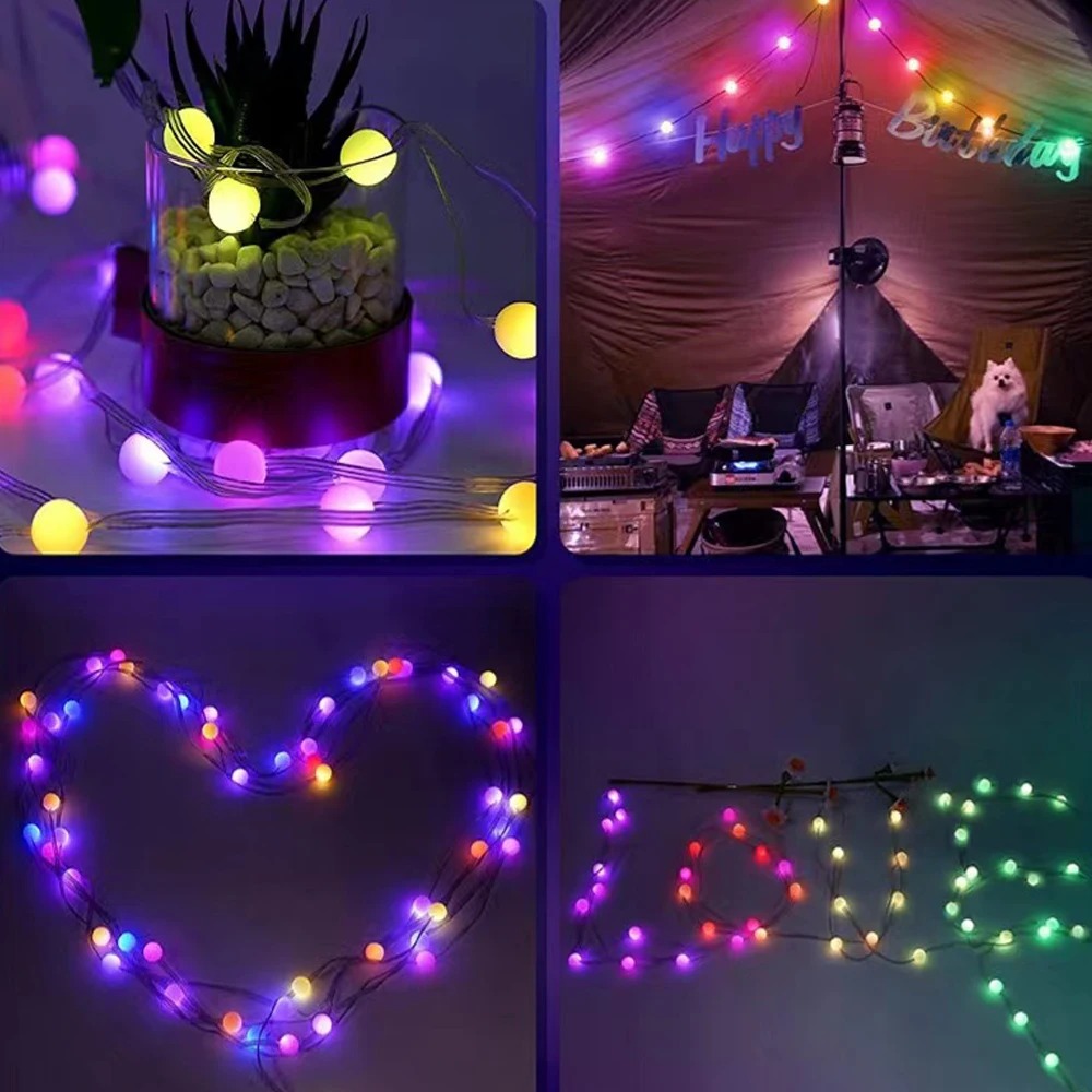 Smart RGB LED String Lights WS2812B Bluetooth APP Control USB Music Sync Waterproof Outdoor Christmas Party Decor