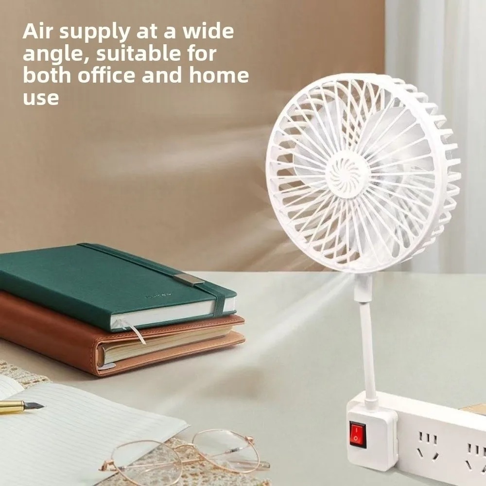 3-Prong Plug Design Socket Fan Cooling 360 Degree Adjustable Energy Efficient Fan USB-Powered Wall-Mounted Quiet Operation Fan