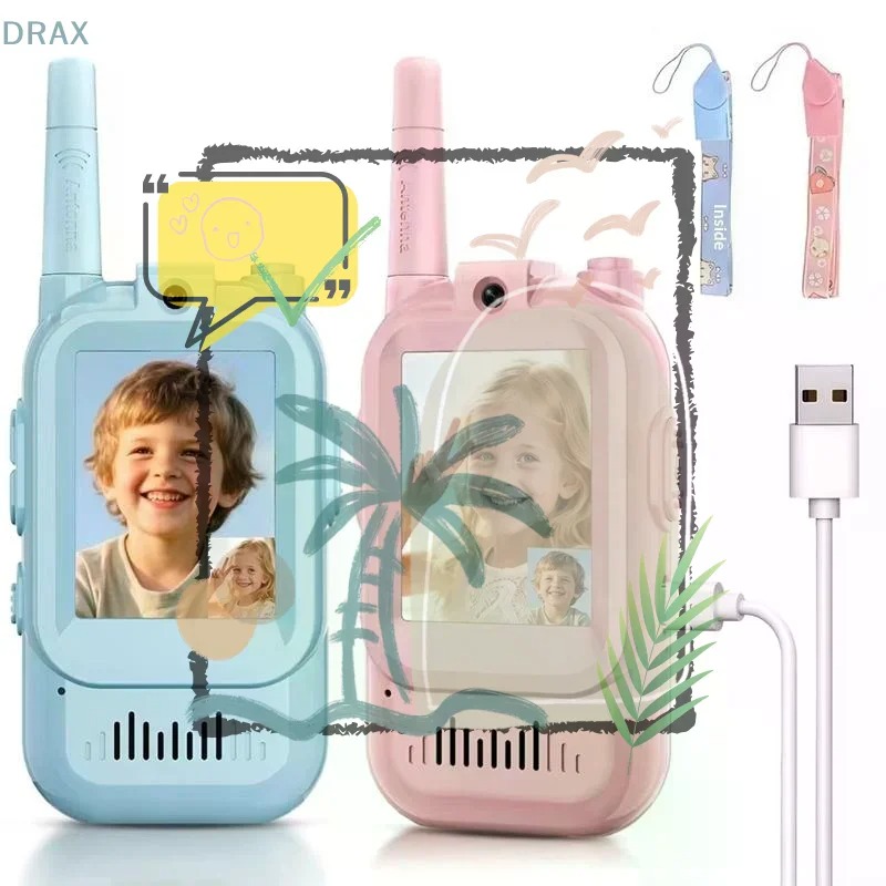 Video Walkie Talkies For Kids 2 Pack Rechargeable Intercom Walkie-talkie 2 Screen One-Click Call Child Video Intercom