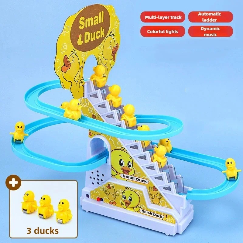 Children's ducklings climb stairs, cute ducks climb stairs, baby electric singing toys, duck slides