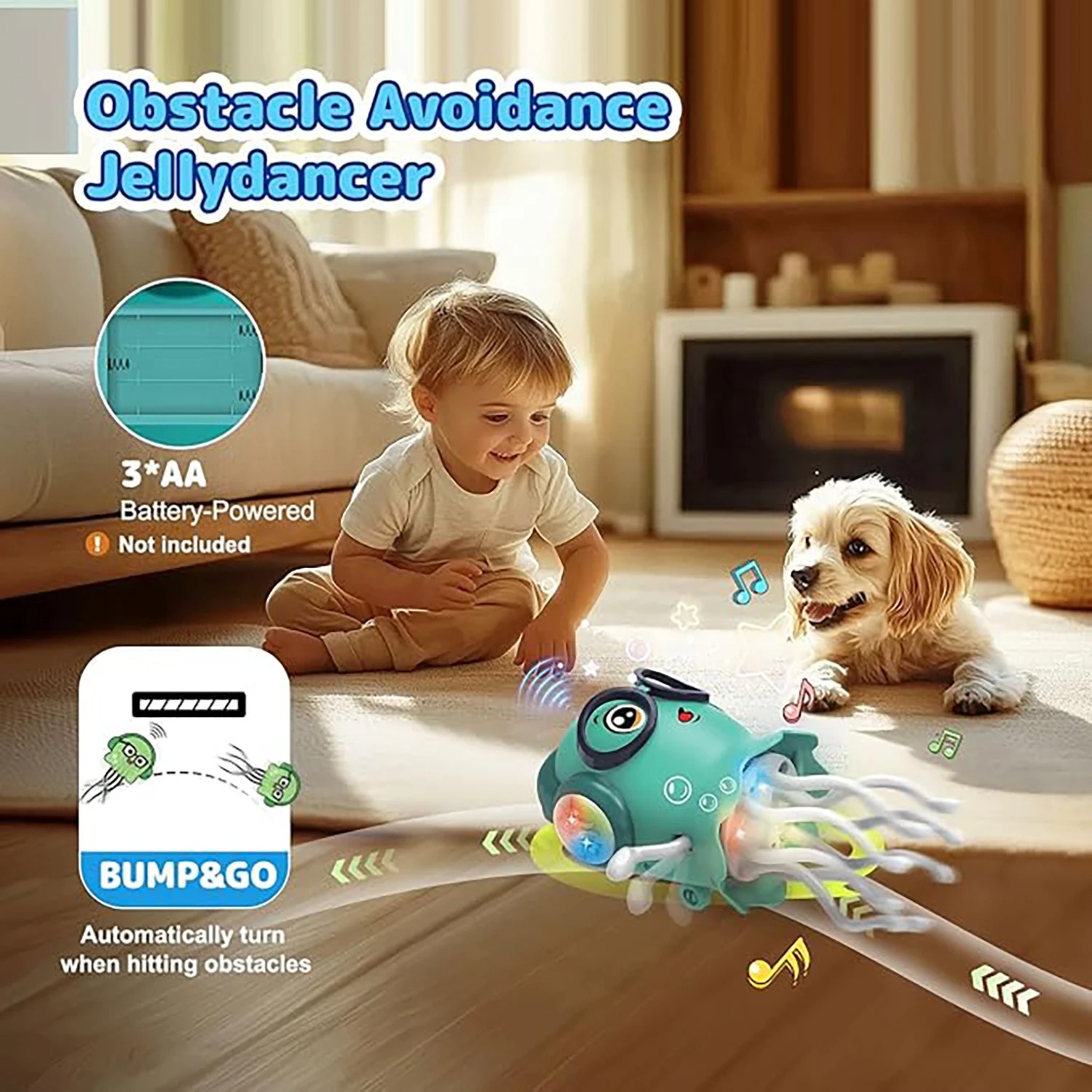 Electric dancing jellyfish octopus automatic sensing obstacle avoidance octopus children's lighting toy