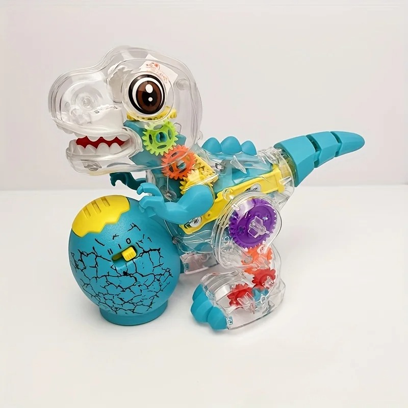 Transparent Dinosaur Toy，Can also be used for indoor decorative items，With Xuncai Lighting，Music and Auto Steering Function，Chri