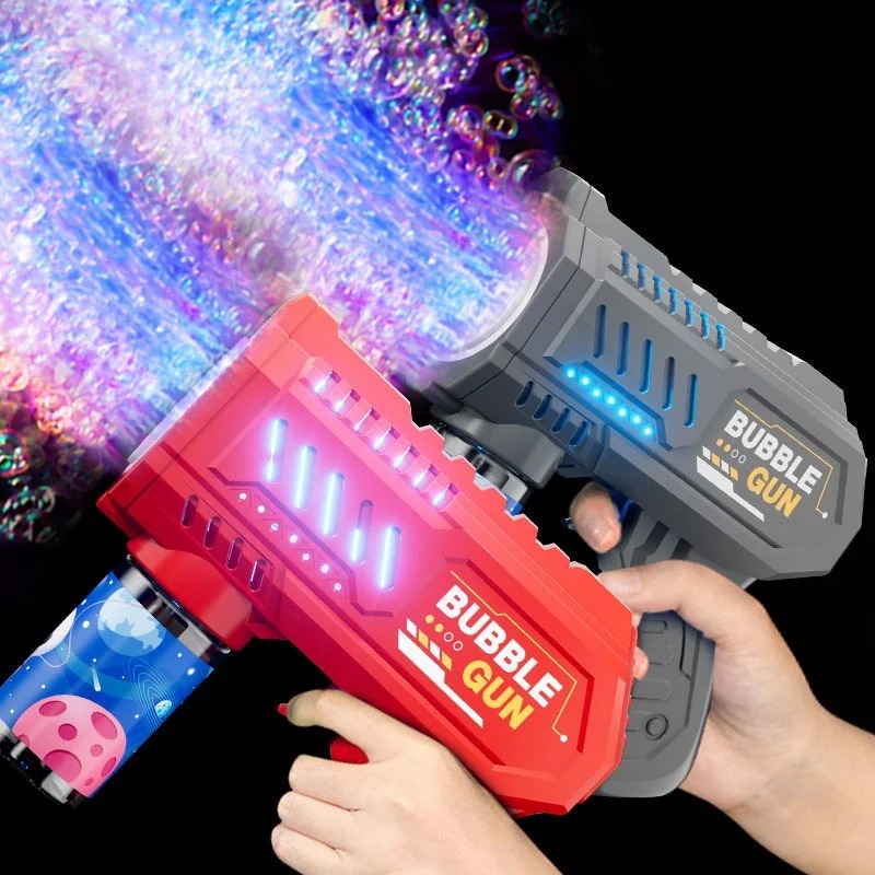 Fully automatic children's toy bubble machine with light, hand-held bubble gun (excluding bubble liquid/batteries to be prepared