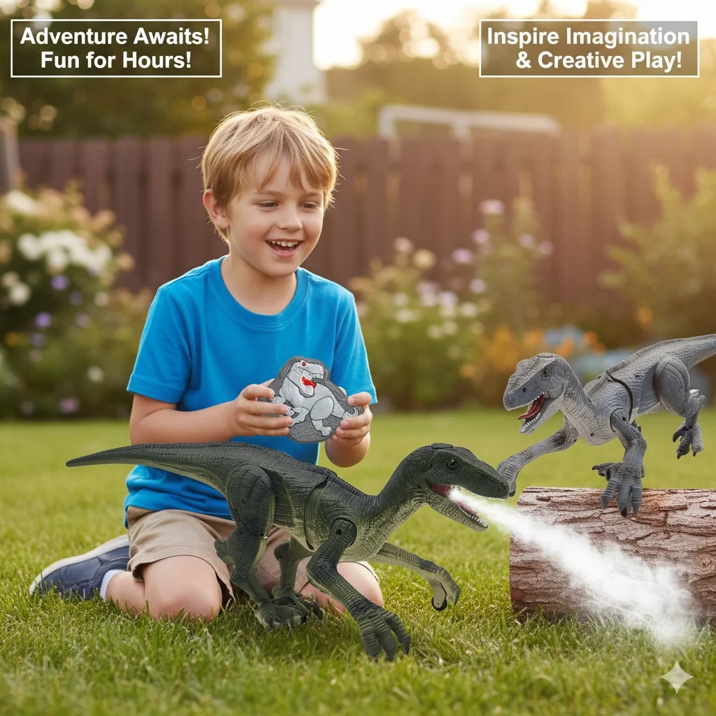 Electric Remote Control Walking Dinosaur Toy Realistic Screaming Velociraptor Model Gift For Boy Jurassic Sound Action Kids Gift