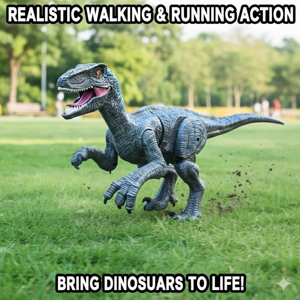 Electric Remote Control Walking Dinosaur Toy Realistic Screaming Velociraptor Model Gift For Boy Jurassic Sound Action Kids Gift